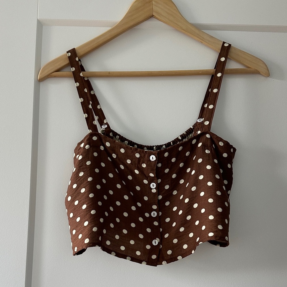 🆕 LE BOP | Brown Polka Dot Crop Top (size S) - Picture 5 of 8